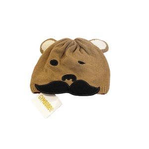 NWT Gymboree Bear Winter Hat with Mustache and Stripes Size 2T-3T